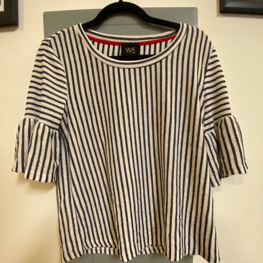 Navy and white stripe top